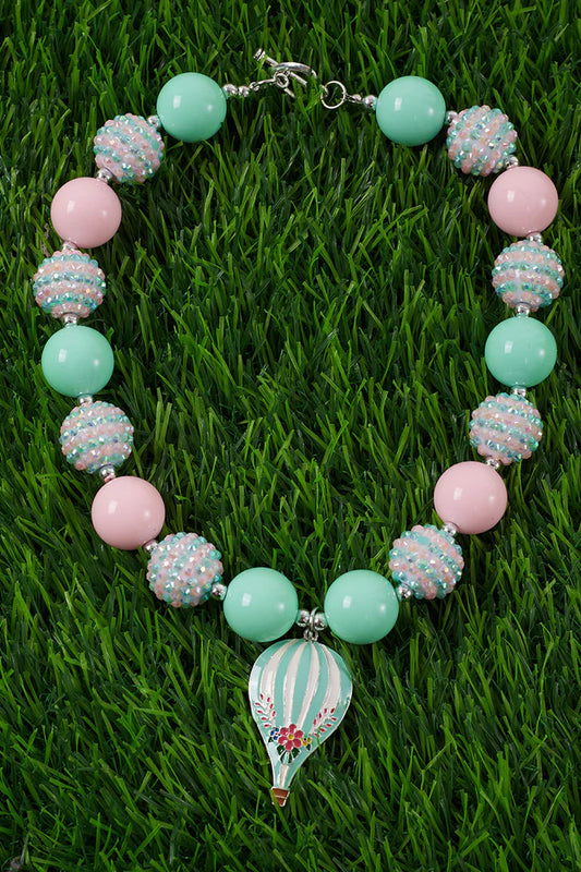 Pink and Aqua Hot Air Balloon Necklace