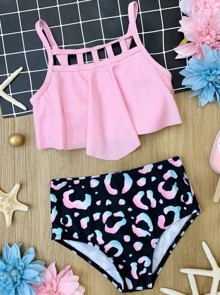 Pink Leopard 2 Piece Swimsuit