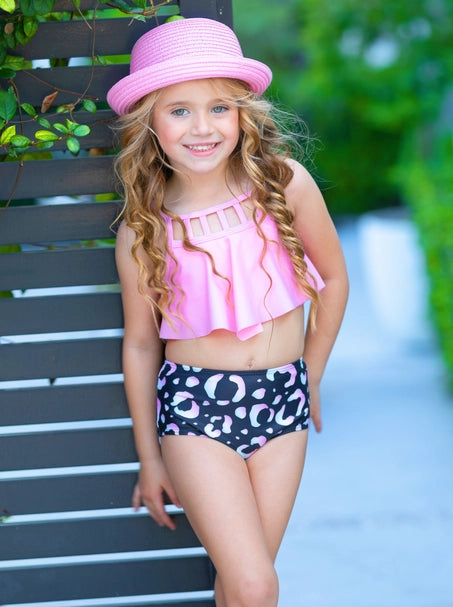 Pink Leopard 2 Piece Swimsuit