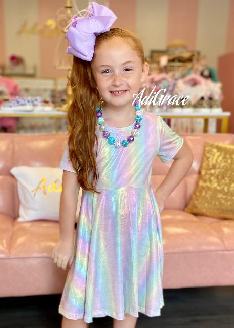 Colorful Pastel Metallic Shimmer Dress