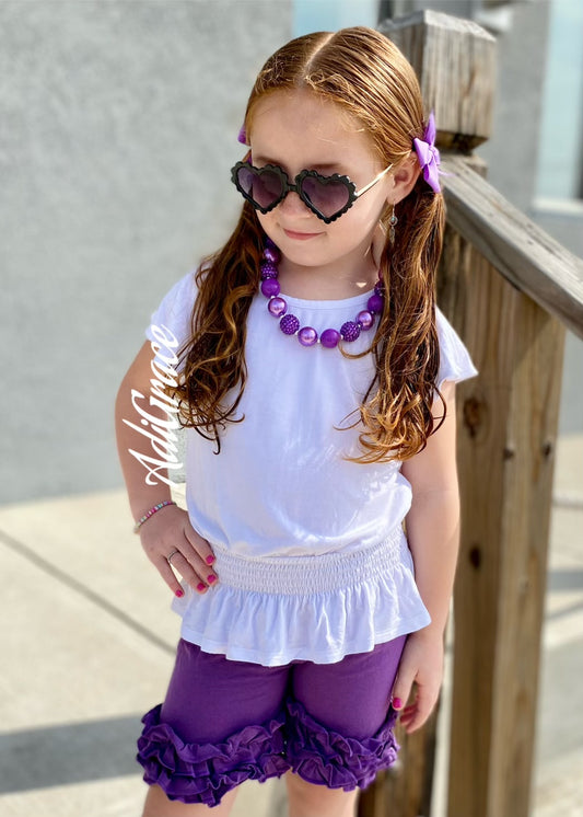 Purple Ruffle Shorts