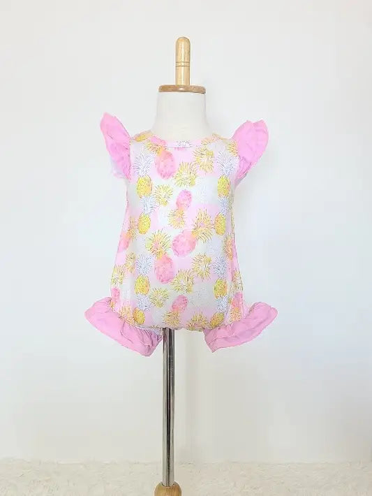 Pink Pineapple Baby Summer Romper